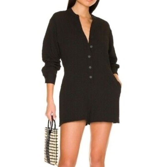 Onia Crinkle Button Front Romper - Picture 1 of 8